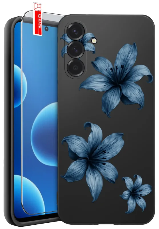 Etui wiosenne do Samsung Galaxy A36 5G z niebieskimi kwiatkami