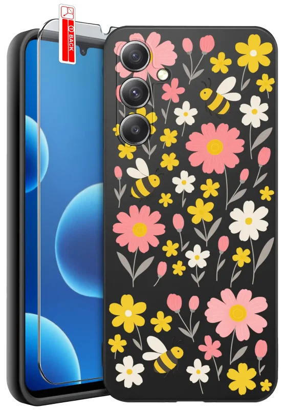 Etui wiosenne do Samsung Galaxy A16 5G w kolorowe kwiatki i pszczółki