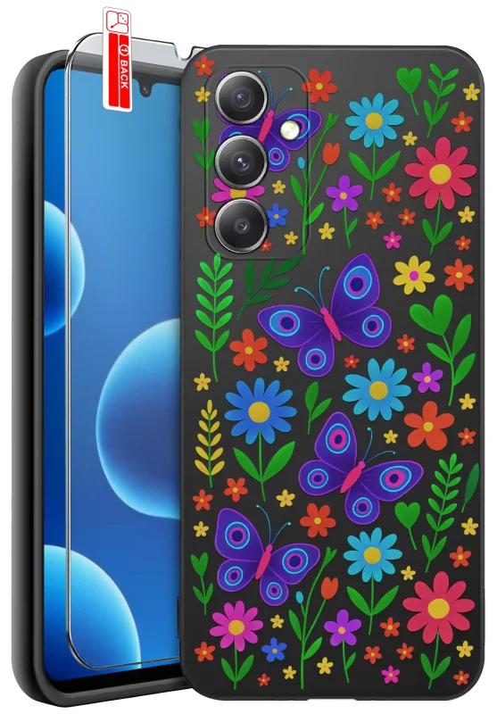 Etui wiosenne do Samsung Galaxy M15 5G w kolorowe kwiatki i motylki