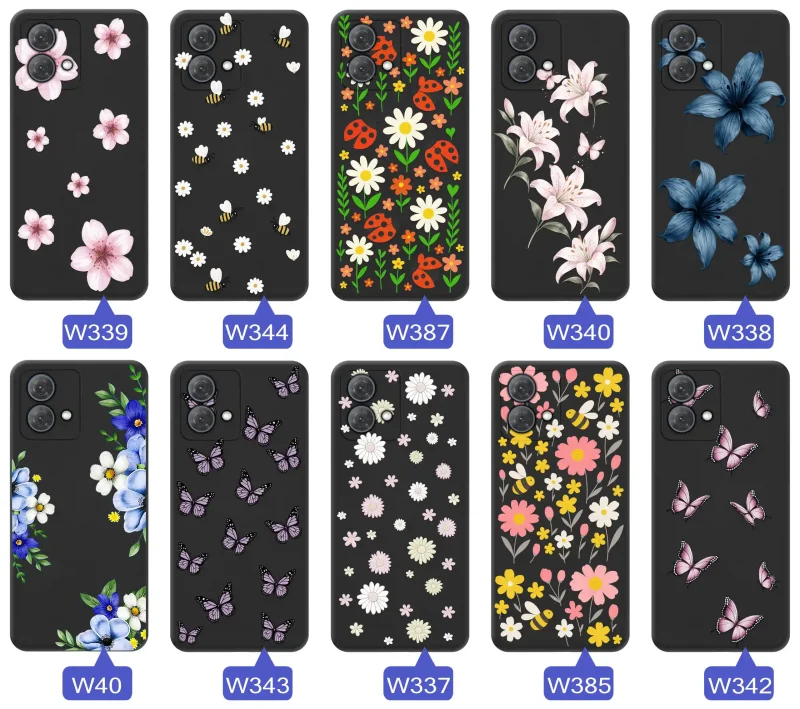 Kolekcja etui wiosennych Motorola Moto G84 5G – wzory kwiaty, motylki, pszczółki, biedronki