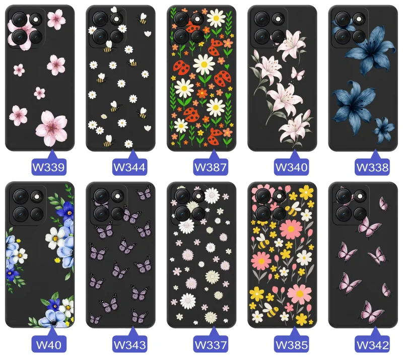 Kolekcja etui wiosennych Motorola Moto G86 Power – wzory kwiaty, motylki, pszczółki, biedronki