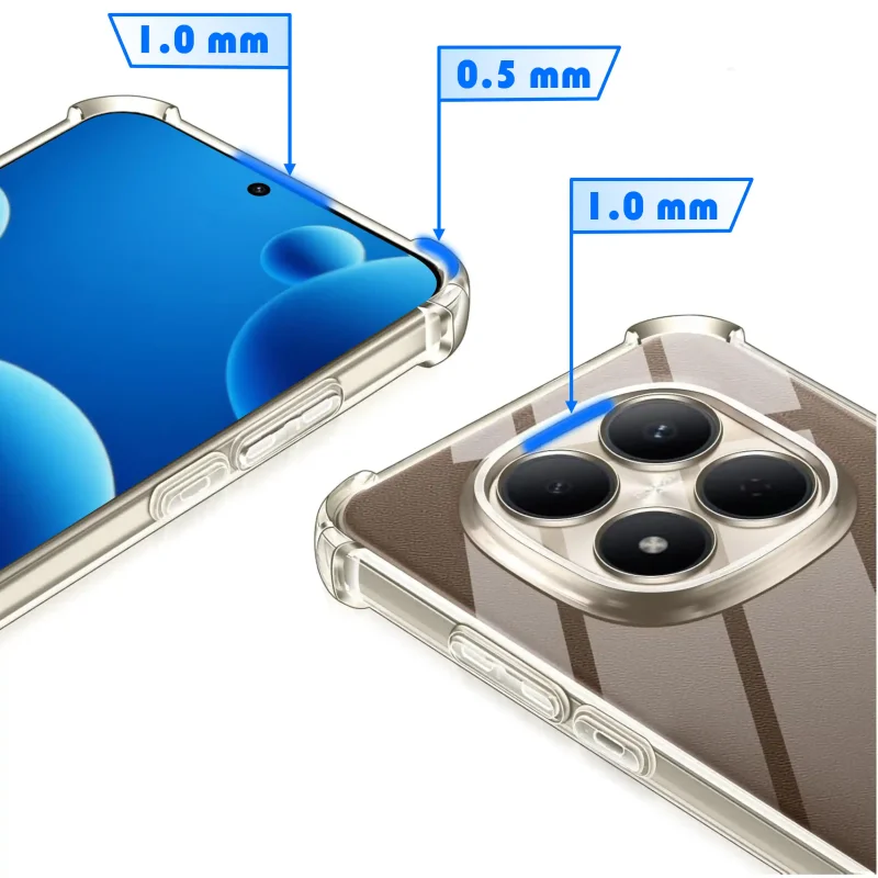 Etui transparentne Xiaomi Redmi Note 15 Pro 5G z podwyższonym rantem 1.0 mm