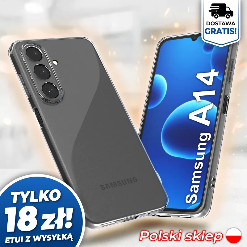 Wzmocniona ochrona aparatu w etui przezroczystym do Samsung Galaxy A14 - darmowa wysyłka, polski sklep