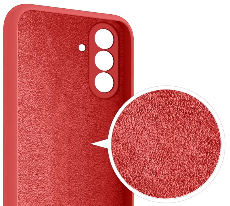 Wnętrze etui Samsung Galaxy A37 5G wyłożone mikrofibrą, czerwone - ochrona przed zarysowaniami