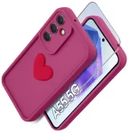 Etui do Samsung Galaxy A55 5G silikonowe serce różowe ze szkłem
