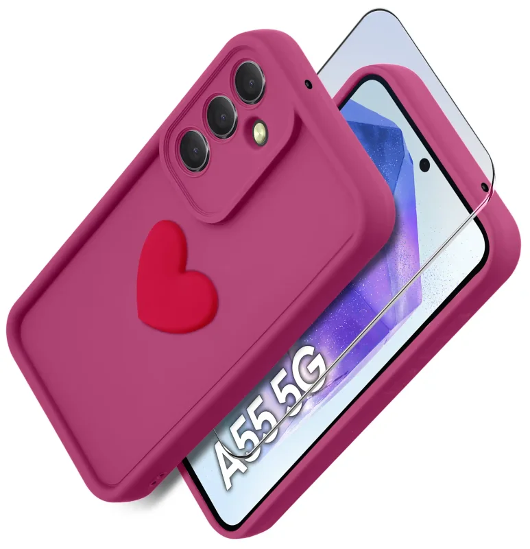 Etui z sercem silikonowe różowe do Samsung Galaxy A55 5G