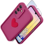 Etui do Samsung Galaxy A25 5G silikonowe serce różowe ze szkłem
