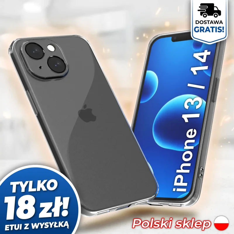 Wzmocniona ochrona aparatu w etui przezroczystym do iPhone 13 / 14 - darmowa wysyłka, polski sklep
