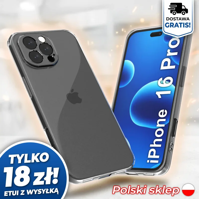 Wzmocniona ochrona aparatu w etui przezroczystym do iPhone 16 Pro - darmowa wysyłka, polski sklep