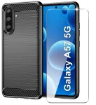 Etui do Samsung Galaxy A57 5G czarne carbon ze szkłem