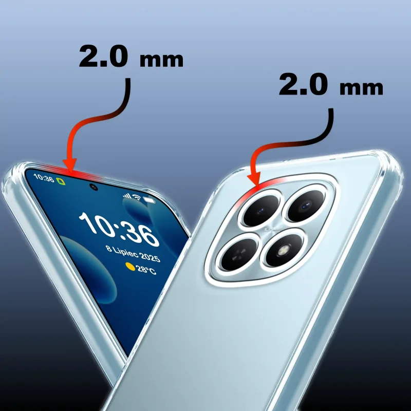 Etui Clear Case do Xiaomi Redmi Note 15 Pro+ Plus 5G – podwyższone ranty 2.0 mm chroniące ekran i aparat