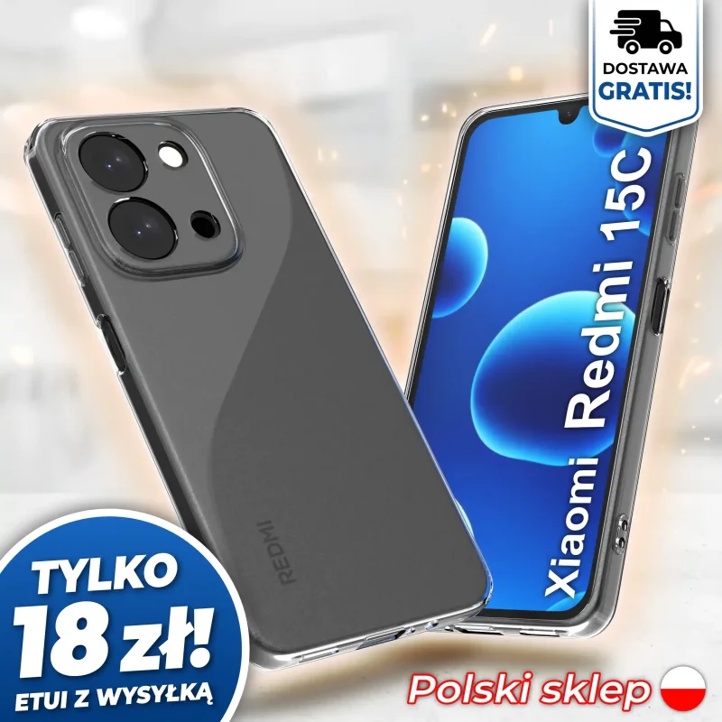 Wzmocniona ochrona aparatu w etui przezroczystym do Xiaomi Redmi 15C - darmowa wysyłka, polski sklep
