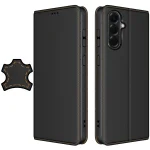 Etui do Samsung Galaxy A57 5G skórzane zamykane czarne ze szkłem