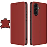 Etui do Samsung Galaxy A57 5G skórzane zamykane bordowe ze szkłem