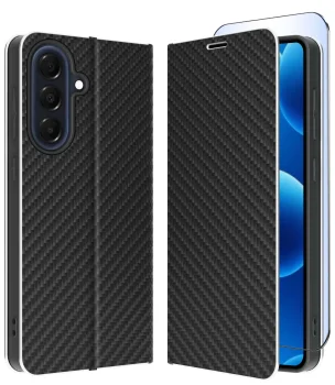 Etui do Samsung Galaxy A57 5G czarne zamykane klasyczne ze szkłem