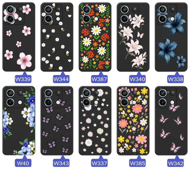 Kolekcja etui wiosennych Xiaomi Redmi Note 13 Pro 5G – wzory kwiaty, motylki, pszczółki, biedronki
