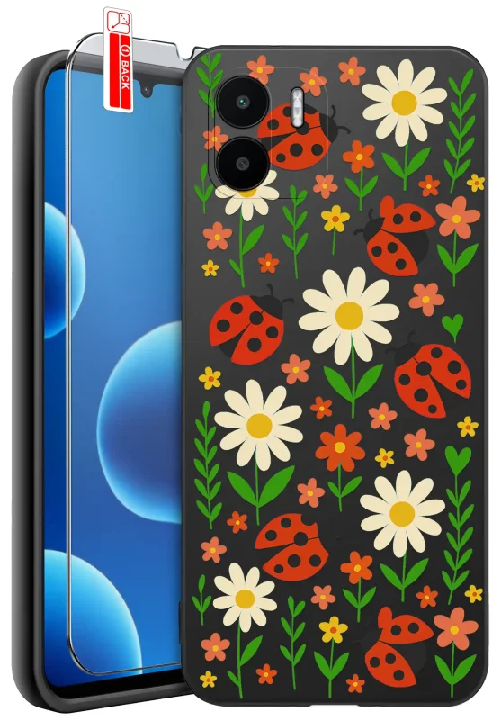 Etui wiosenne do Xiaomi Redmi A1 / A2 z kwiatkami i biedronkami