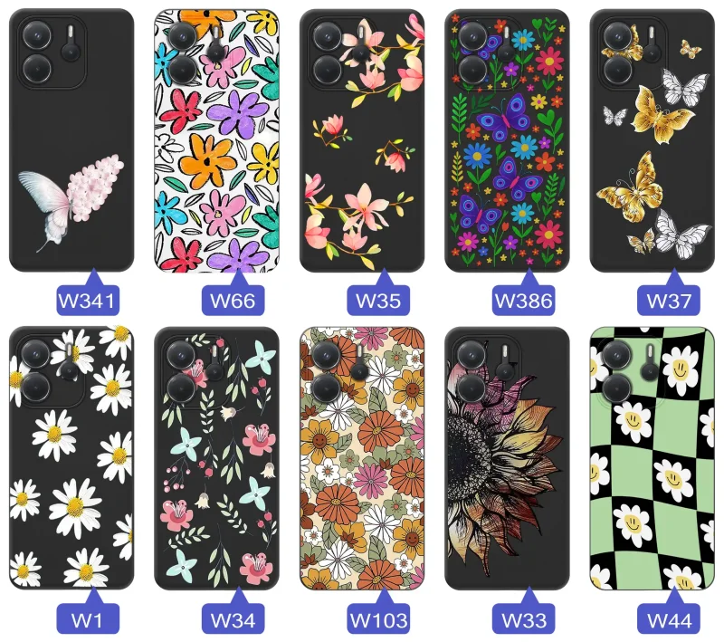 Kolekcja etui wiosennych Xiaomi Redmi Note 14 5G – wzory kwiaty, motylki, pszczółki, biedronki
