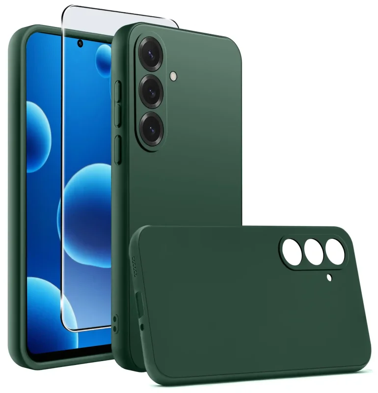 Zielony silikonowy case do Samsung Galaxy A57 5G – widok przód i tył, matowe wykończenie