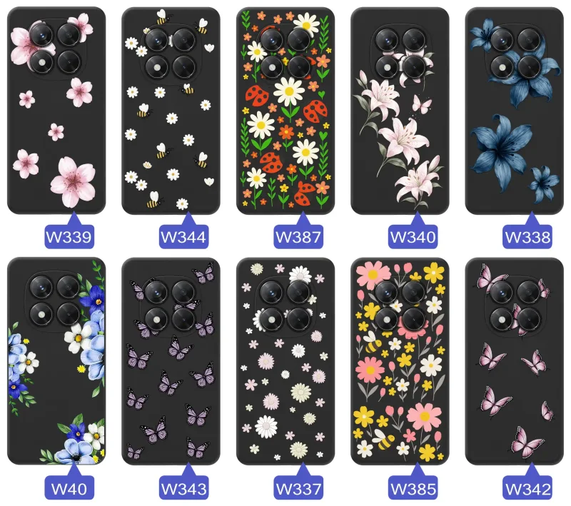 Kolekcja etui wiosennych Xiaomi Redmi Note 14 Pro 5G – wzory kwiaty, motylki, pszczółki, biedronki