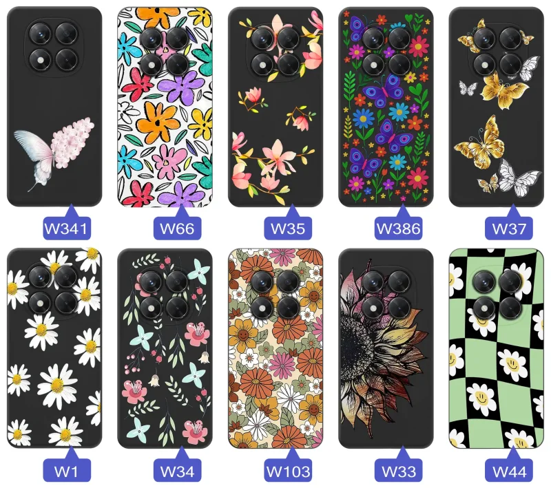 Kolekcja etui wiosennych Xiaomi Redmi Note 14 Pro 5G – wzory kwiaty, motylki, pszczółki, biedronki