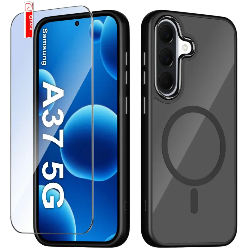 Etui MagSafe Samsung Galaxy A36 | A37 5G czarne i szkło hartowane na ekran w zestawie