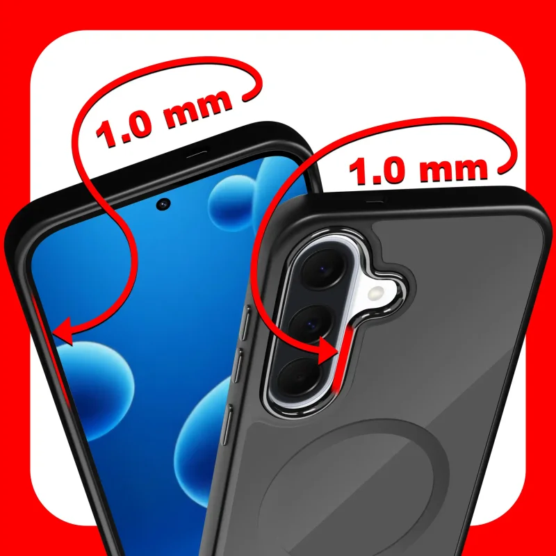 Etui magnetyczne Samsung Galaxy A36 | A37 5G czarne – zaznaczone podwyższone ranty 1 mm chroniące ekran i aparat