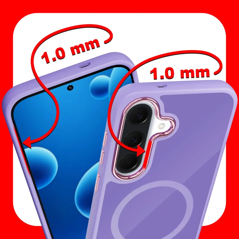 Etui magnetyczne Samsung Galaxy A36 / A37 5G fioletowe – zaznaczone podwyższone ranty 1 mm chroniące ekran i aparat
