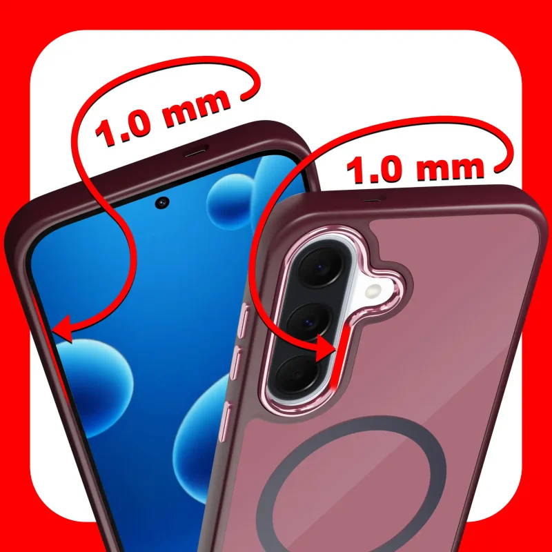 Etui magnetyczne Samsung Galaxy A36 / A37 5G burgundowe – zaznaczone podwyższone ranty 1 mm chroniące ekran i aparat