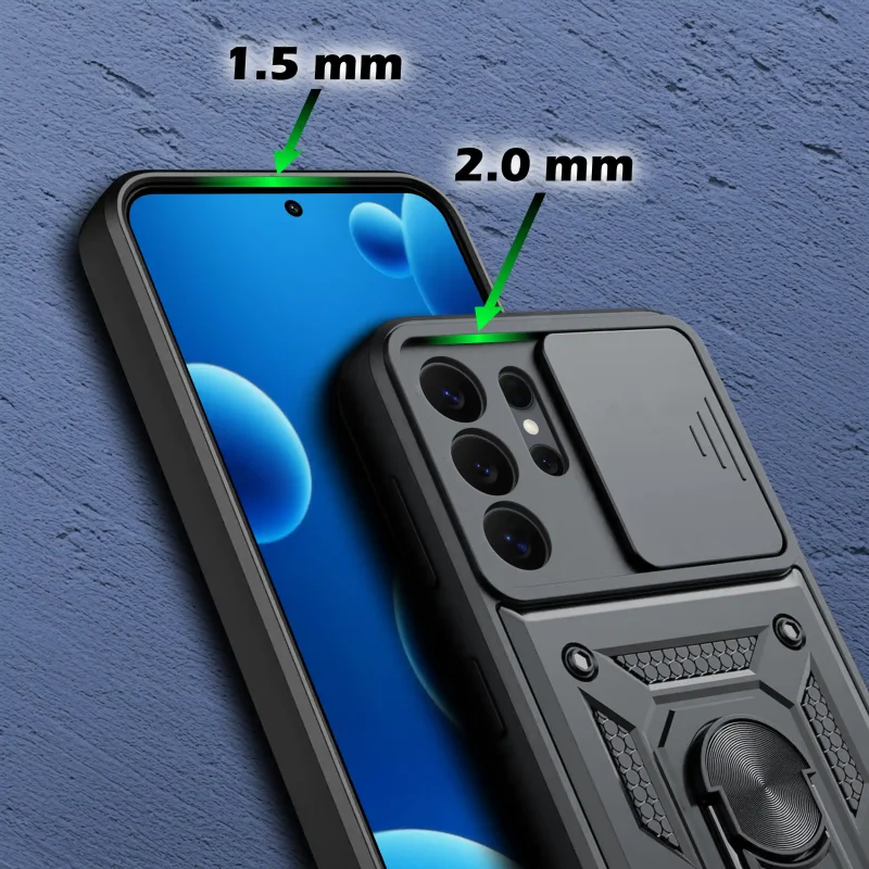 Pancerne etui Samsung Galaxy S26 Ultra – podwyższone ranty 1.5 mm ekran i 2.0 mm aparat