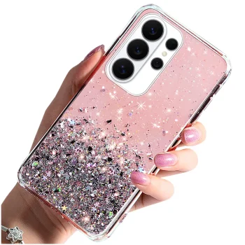 Etui do Samsung Galaxy S26 Ultra brokat różowe ze szkłem