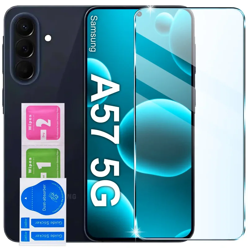 Szkło hartowane 9H do Samsung Galaxy A57 5G z naklejkami montażowymi i ściereczkami czyszczącymi