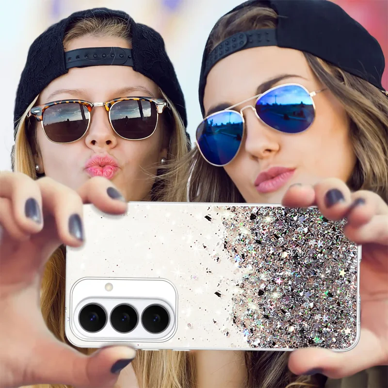 Elegancki wygląd smartfona w dłoni dzięki brokatowemu etui Samsung Galaxy S26+ Plus