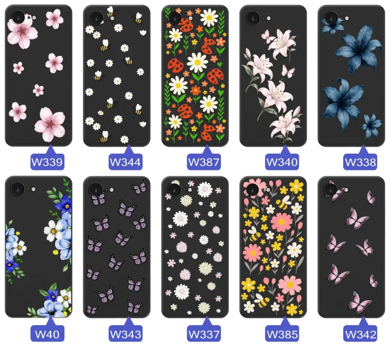 Kolekcja etui wiosennych iPhone 16e / 17e – wzory kwiaty, motylki, pszczółki, biedronki