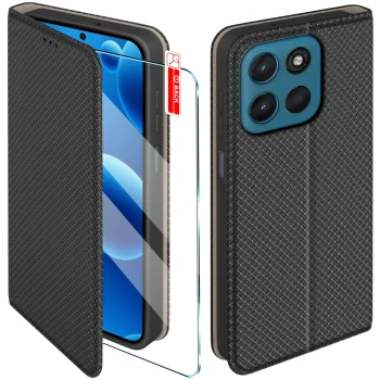 Etui do Motorola Moto G57 | G57 Power czarne zamykane ze szkłem