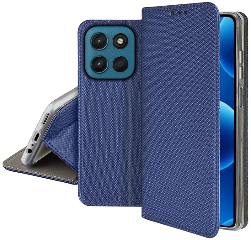Zamykane etui magnetyczne granatowe do Motorola Moto G57 / G57 Power – smukła konstrukcja i ochrona obudowy