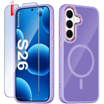 Etui do Samsung Galaxy S26 Magsafe magnetyczne fioletowe ze szkłem