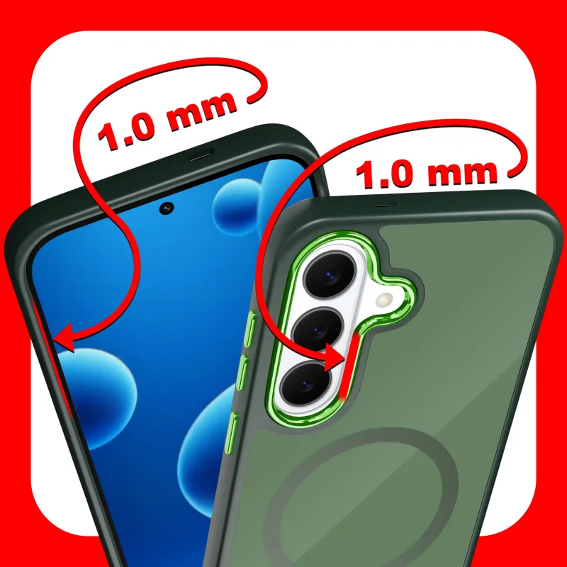 Etui magnetyczne Samsung Galaxy S26 zielone – zaznaczone podwyższone ranty 1 mm chroniące ekran i aparat
