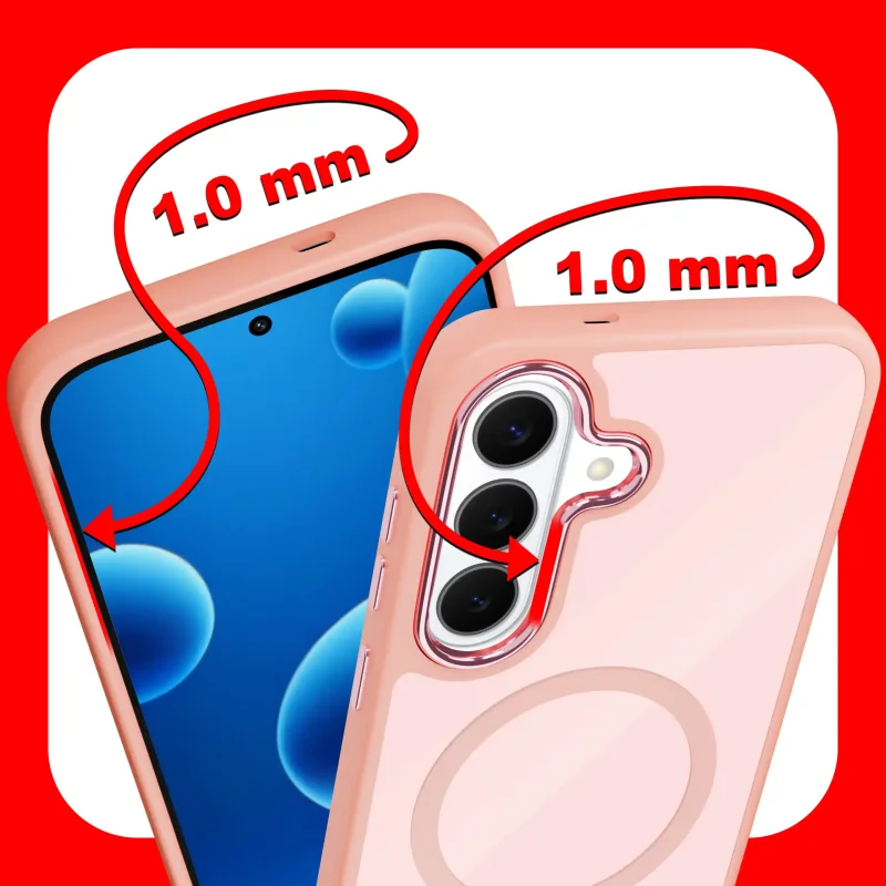 Etui magnetyczne Samsung Galaxy S26+ Plus różowe – zaznaczone podwyższone ranty 1 mm chroniące ekran i aparat