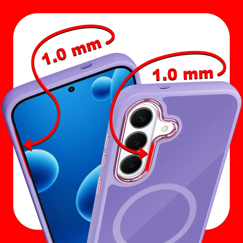 Etui magnetyczne Samsung Galaxy S26+ Plus fioletowe – zaznaczone podwyższone ranty 1 mm chroniące ekran i aparat