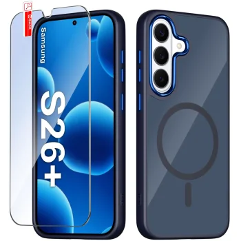 Etui do Samsung Galaxy S26+ Plus Magsafe magnetyczne granatowe ze szkłem
