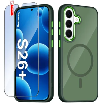 Etui do Samsung Galaxy S26+ Plus Magsafe magnetyczne zielone ze szkłem