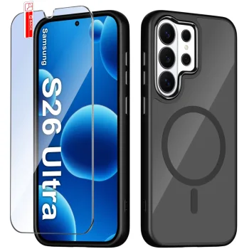 Etui do Samsung Galaxy S26 Ultra Magsafe magnetyczne czarne ze szkłem