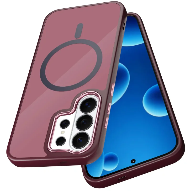 Etui z kółkiem do Samsung Galaxy S26 Ultra w kolorze burgundowym - kompatybilne z MagSafe