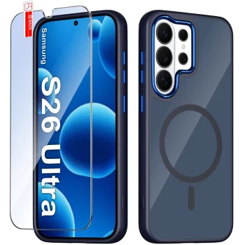 Etui do Samsung Galaxy S26 Ultra Magsafe magnetyczne granatowe ze szkłem