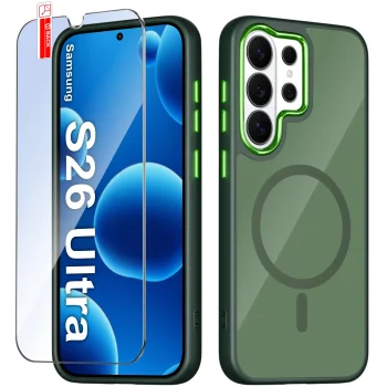 Etui do Samsung Galaxy S26 Ultra Magsafe magnetyczne zielone ze szkłem