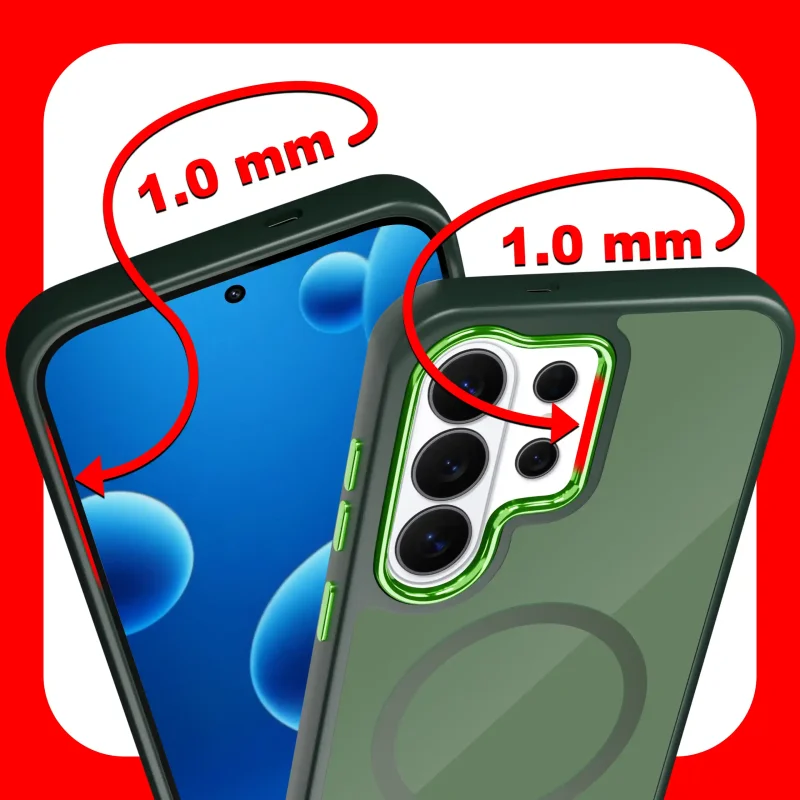 Etui magnetyczne Samsung Galaxy S26 Ultra zielone – zaznaczone podwyższone ranty 1 mm chroniące ekran i aparat