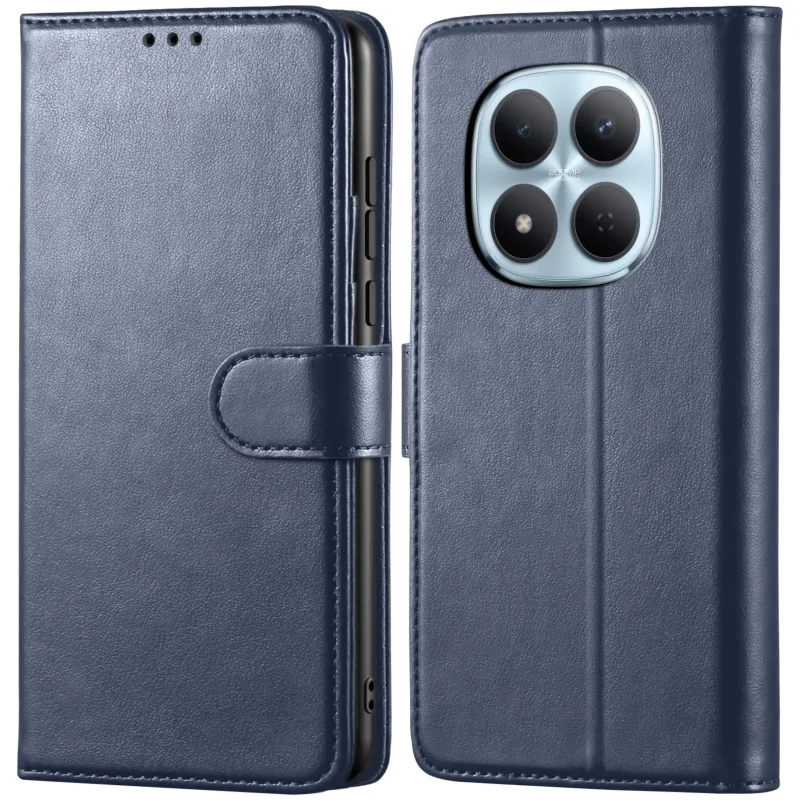 Granatowy pokrowiec z klapką do Xiaomi Redmi Note 15 Pro 5G – etui skórzane, zamykane, z miejscem na karty i dokumenty