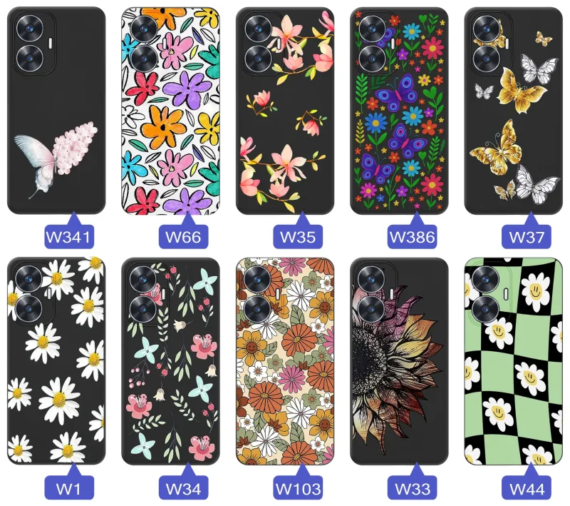 Kolekcja etui wiosennych do Realme C55 – wzory kwiaty, motylki, pszczółki, biedronki