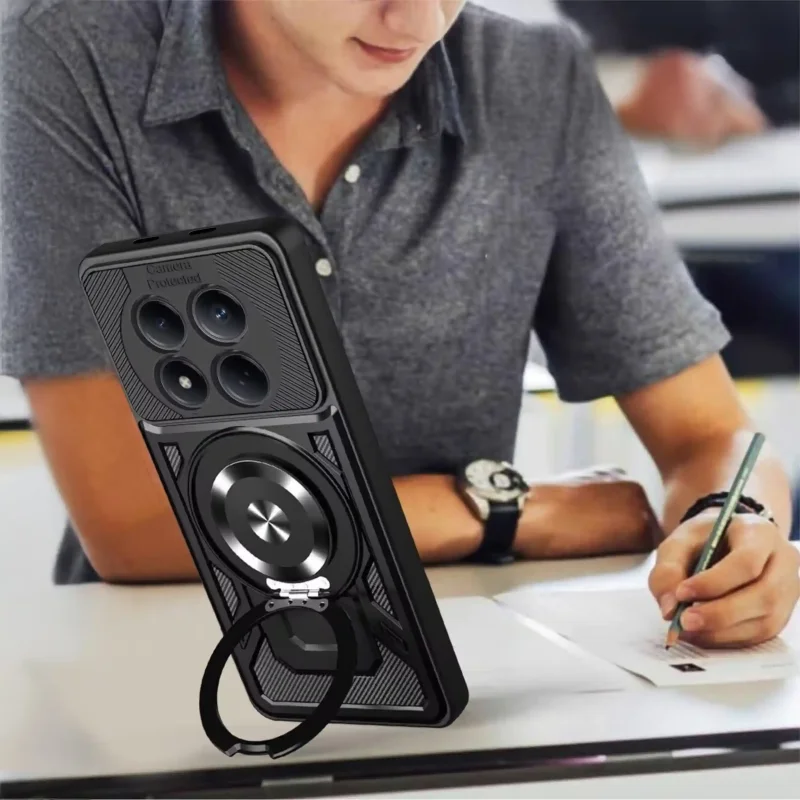 Etui pancerne MagSafe do Xiaomi Redmi Note 15 Pro 5G – ring jako podstawka do oglądania filmów